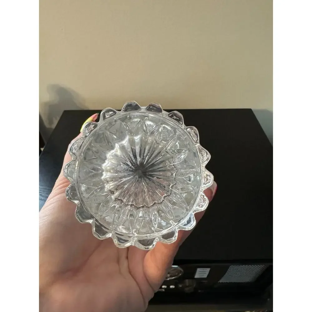 Vintage Imperlux German Lead Cut Crystal Etched Roses Footed 7